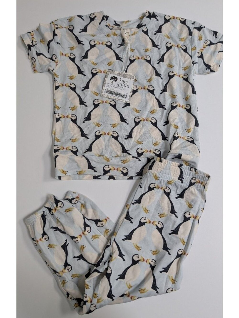 Kate Quinn Modal Puffins Short Sleeve Jogger Set 2T Birds PNW